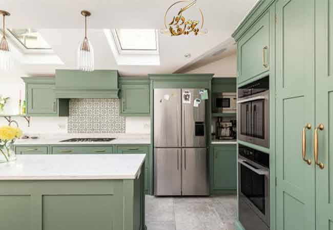 کابینت مدرن آشپزخانه سبز